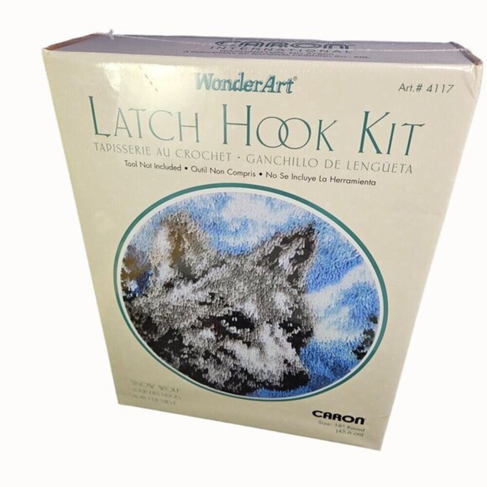 Latch Hook Kit Snow Wolf Realistic Wild Animal Wolves Caron WonderArt‎ Craft New
